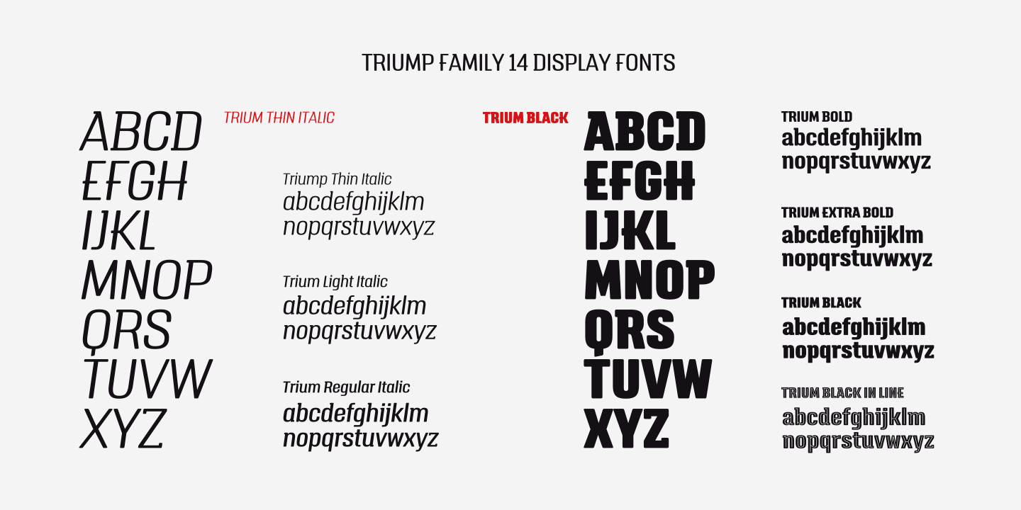 Пример шрифта Triump Black Italic